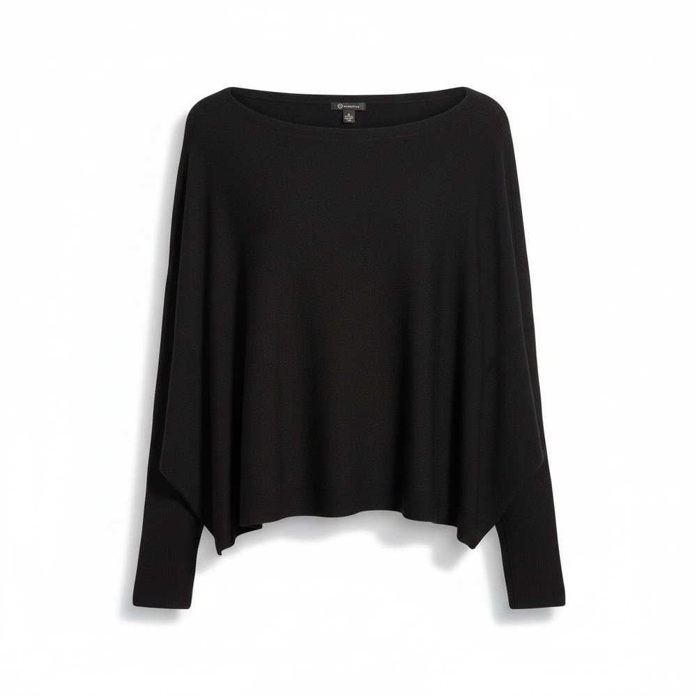 Versona Black Easy Like Sunday Ribbed Poncho Sweater One Size